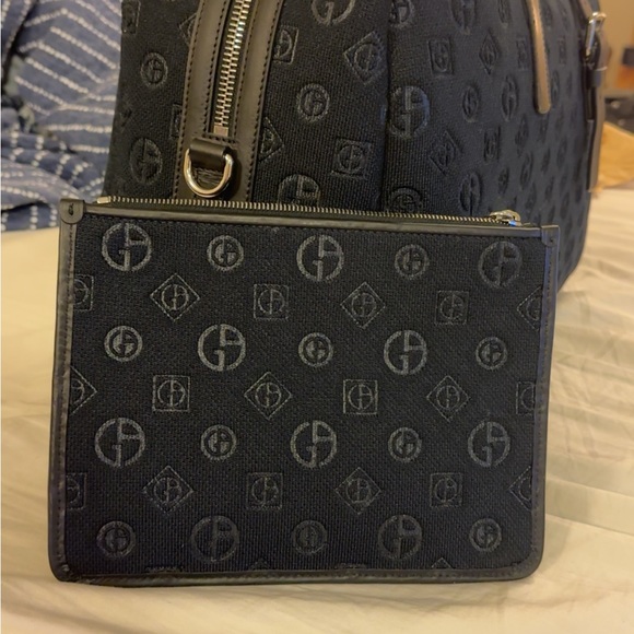 Giorgio ARMANI weekender bag with all-over logo Blue Dimensions: 50 x 31 x 23 cm - Picture 2 of 9